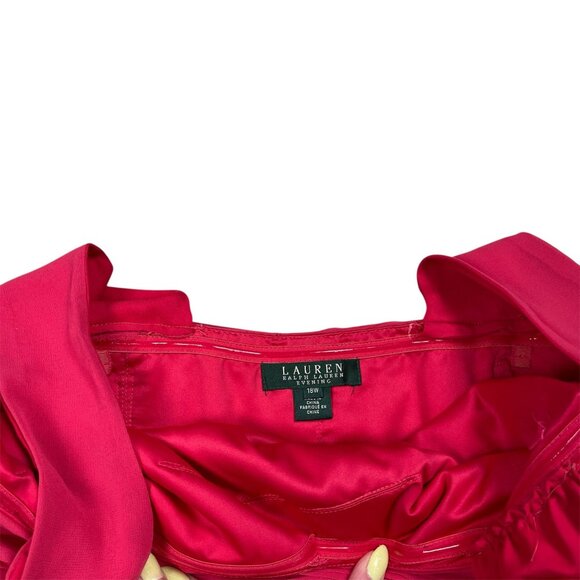 Lauren Ralph Lauren Evening Dress 18W Organza Pink Bridesmaid Prom Cocktail - Picture 6 of 8